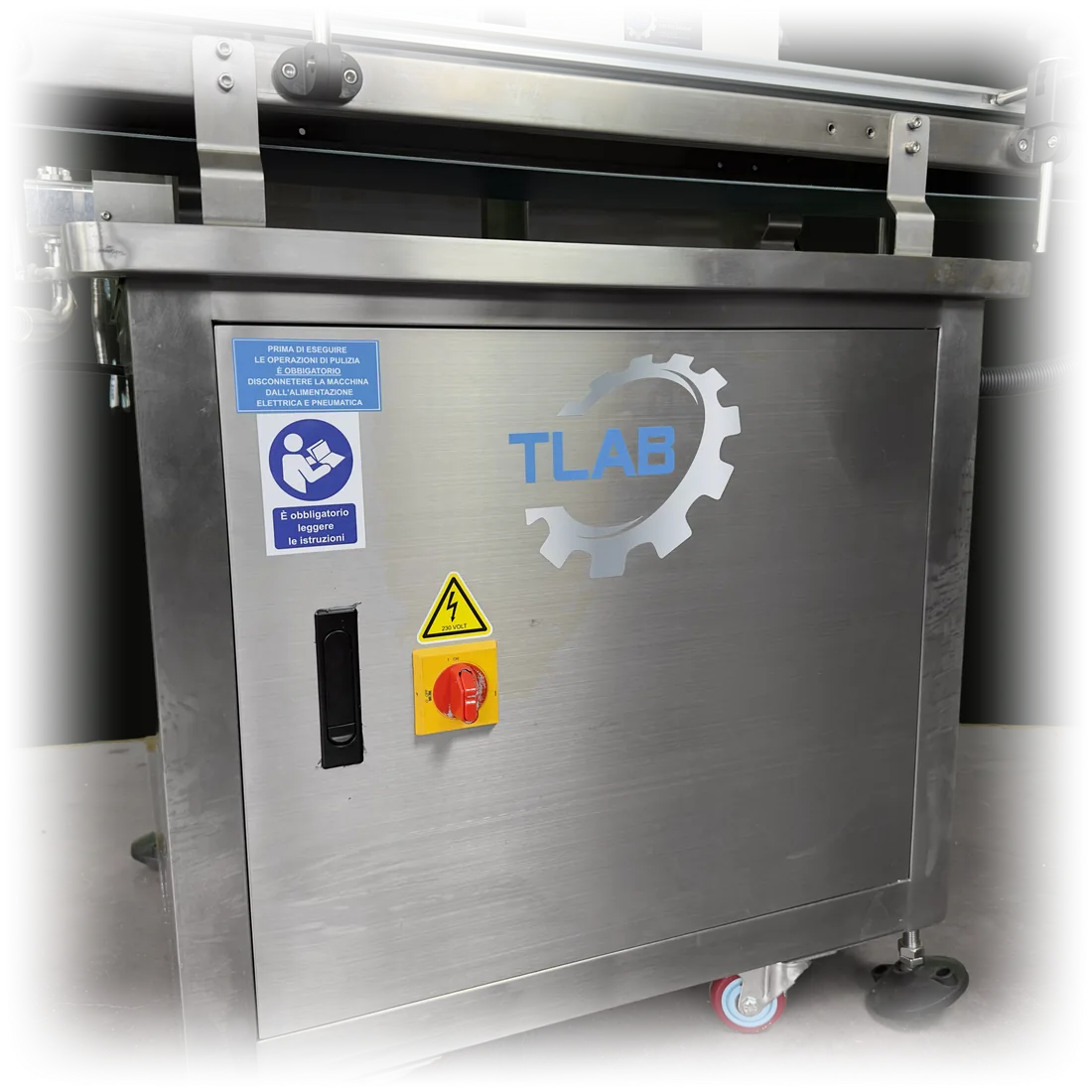Cabinet of the inline filler with the TLAB logo