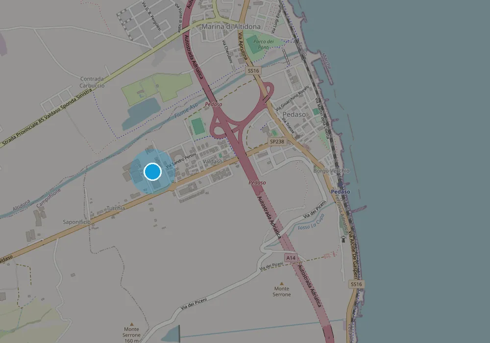 Mappa della zona di Pedaso (FM) con la sede operativa TLAB